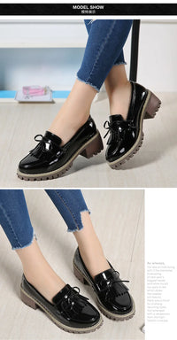 Women's Leather Loafers with Fringe Slip-On Brown Flats