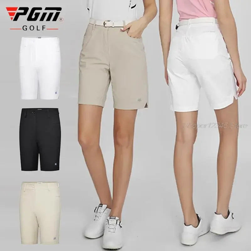 Pgm Women Summer Golf Shorts Elastic Casual Half Trousers Ladies Sports High Waist Shorts Slim Golf Clothing Tennis Wear