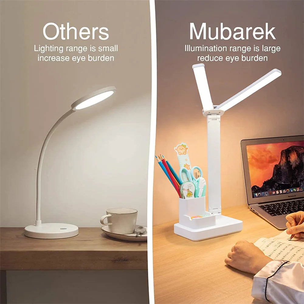 Dimmable Touch LED Desk Lamp with Calendar Temperature Clock