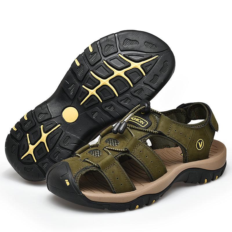 Men's Genuine Leather Sandals Casual Outdoor Beach Roman Style Sizes 38-48