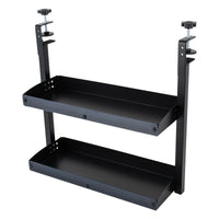2-Tier Clamp-On Metal Desk Shelf, Black, 44x39x15 cm