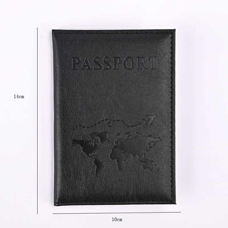 Solid PU Leather Passport Holder Wallet Card Case for Travel