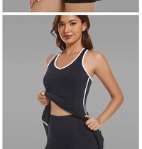 Tennis Dress for Women with Built in Shorts bra Womens Athletic Dresses Sleeveless Workout Skort badminton golf wear women