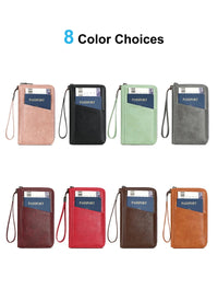 Multifunctional Travel Passport Wallet with RFID Protection in Microfiber Leather