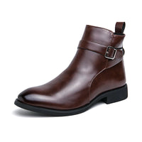 Men's Waterproof Ankle Riding Boots with Zipper and Low Heel
