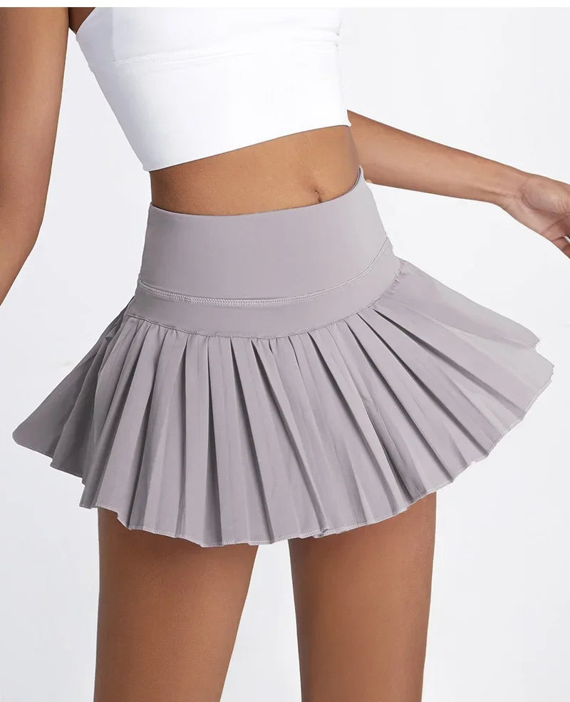 Women's Pleated High Waist Tennis Skort with Pockets, XS-XXL
