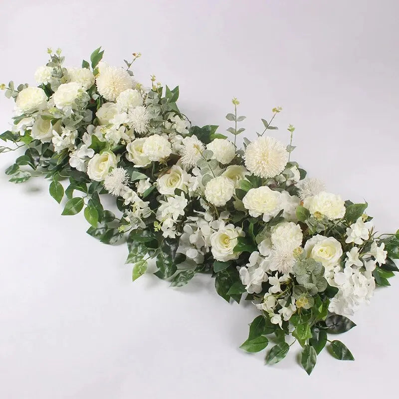 100cm Luxury White Rose Artificial Flower Row Wedding Table Centerpiece Flowers Backdrop Wall Arches Decor Party Stage Floral - Buy online at  Vibe In Cart.
