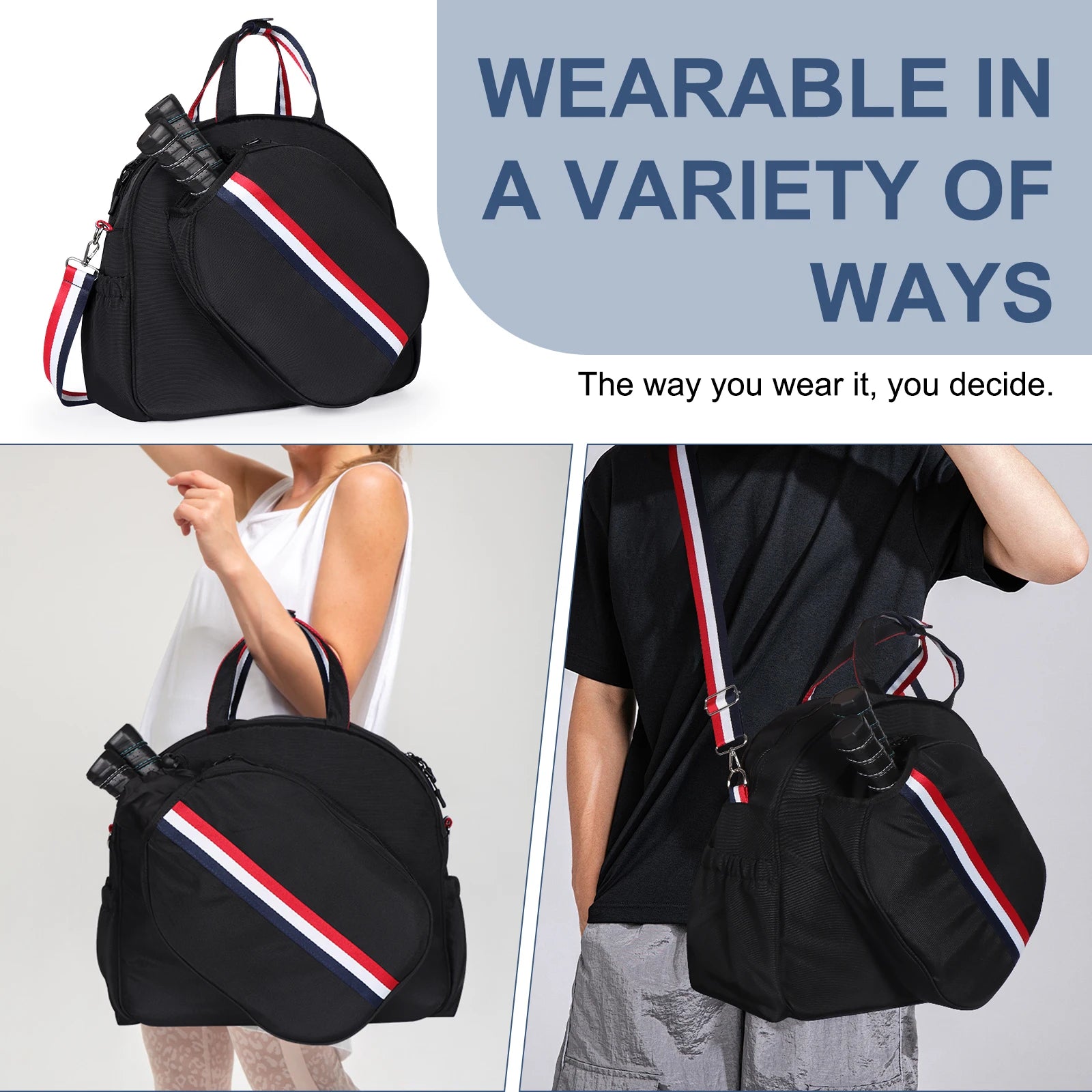 Adjustable Pickleball Paddle Backpack Bag Multi Sport Large Capacity Storage Tennis Racquetball Equipment For Men Women - Buy online at  Vibe In Cart.