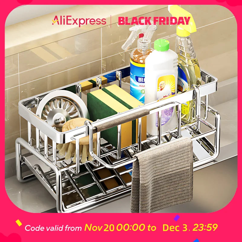 Over-Sink Kitchen Organizer - Sponge Holder & Drying Rack with Faucet Mount, Space-Saving Storage for Sponges and Brushes - Buy online at  Vibe In Cart.