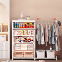 5/6-Tier White Wardrobe with Extendable Hanger - Large Space & Partitioned Storage Wardrobe for Bedroom, Dormitorie - Buy online at  Vibe In Cart.