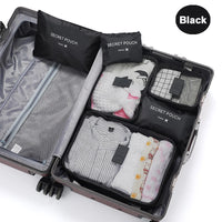 6-Piece Polyester Travel Packing Cubes Set in Black and Dark Blue with Shoe Pouch