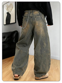 American Retro Baggy Wide Leg Jeans Men's Korea Streetwear Distressed y2k Clothing Casual Daily Four Seasons Denim Pants Unisex - Buy online at  Vibe In Cart.