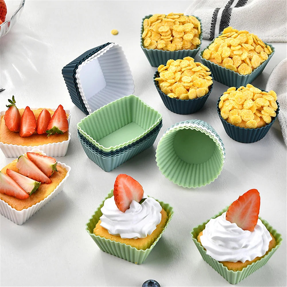 12pcs/Set Silicone Cake Mold Round Shaped Muffin Cupcake Baking Molds Kitchen Cooking Bakeware Maker DIY Cake Decorating Tools - Buy online at  Vibe In Cart.