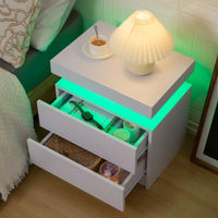 Cubehom LED Nightstands with 2 Drawers, End Table with RGB LED Lights for Bedroom Living Room, White Bedside Table - Buy online at  Vibe In Cart.