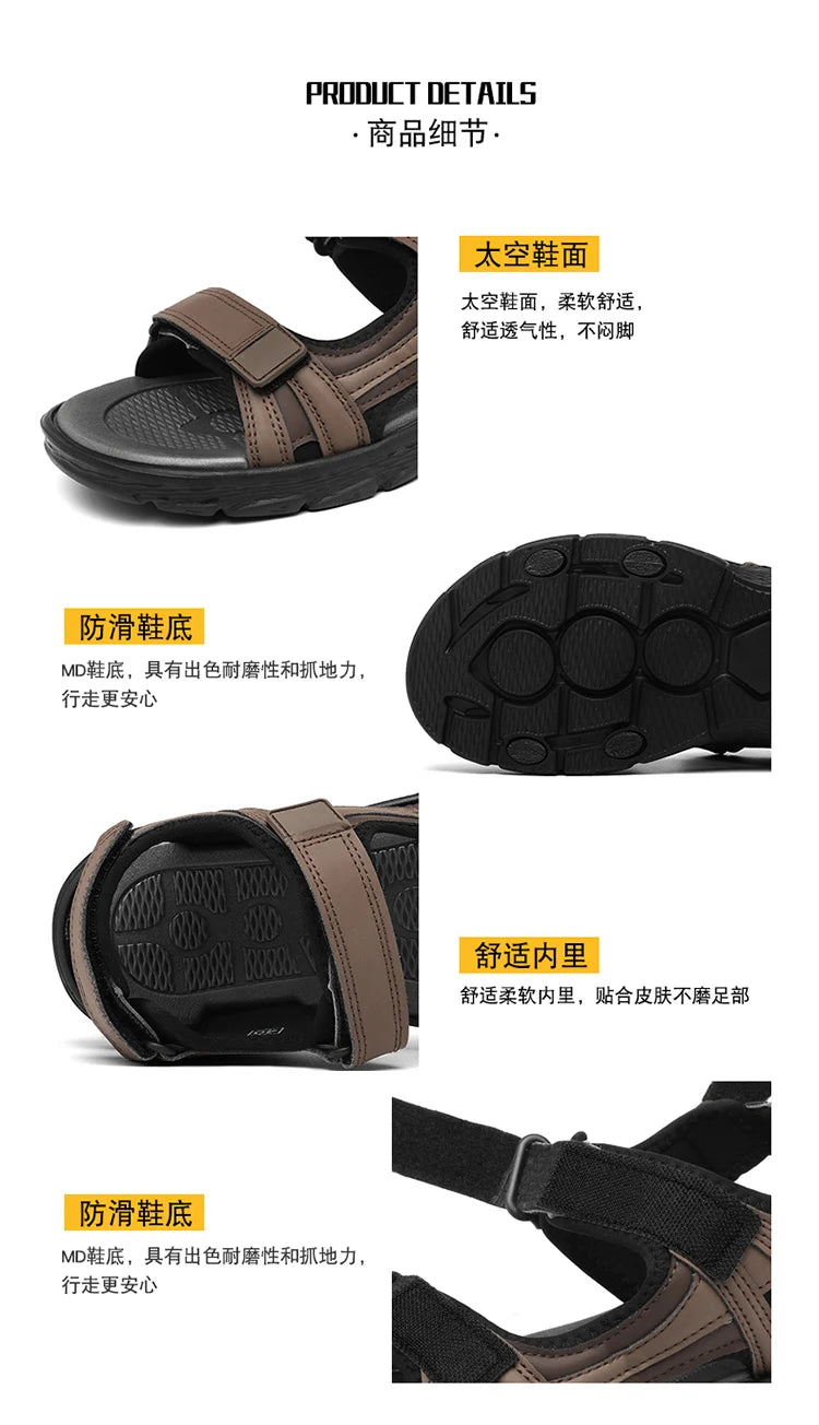 Men's Waterproof Sports Sandals for Hiking and Beach Open Toe Adjustable