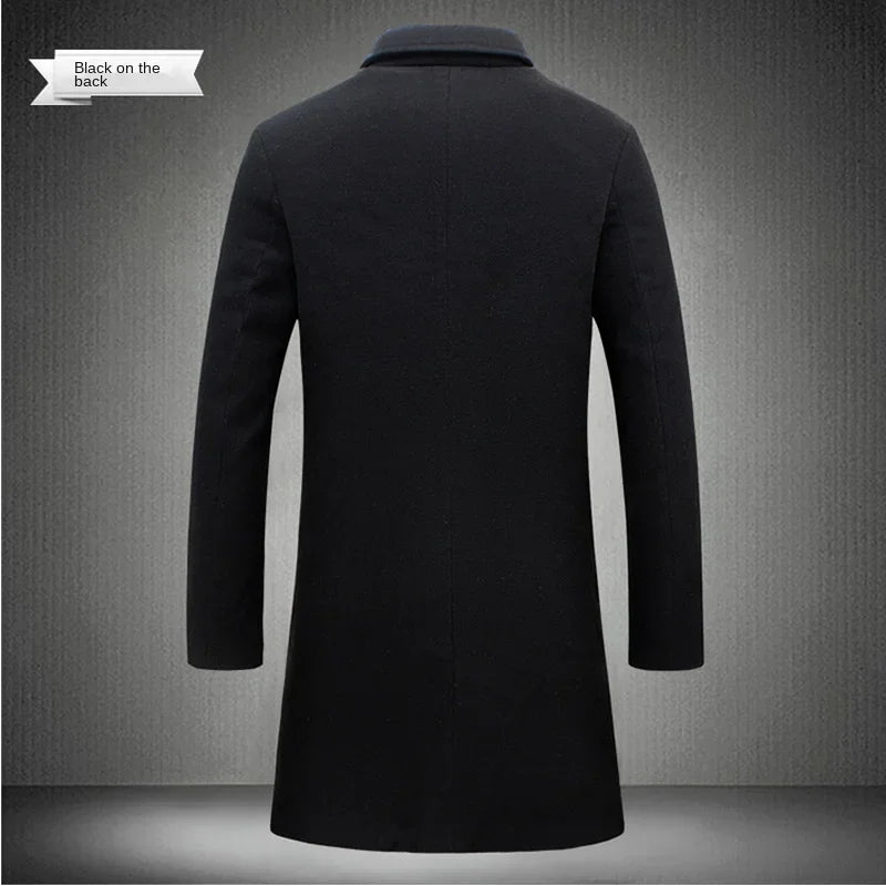 2024 Spring Autumn New Long Cotton Coat New Wool Blend Pure Color Casual Business Fashion Men's Clothing Slim Windbreaker Jacket - Buy online at  Vibe In Cart.