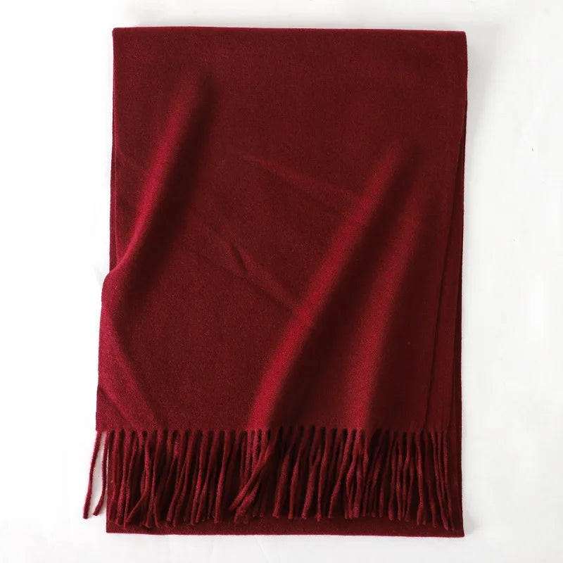 Women's Thick Warm Winter Polyester Scarf with Tassels