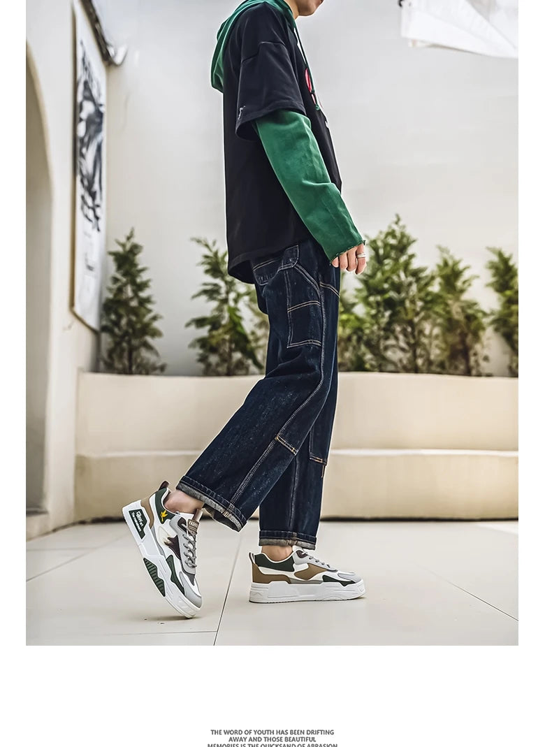 2024 Autumn New Casual Sports Shoes Men's Leather Low-Top Fashion Trend Easiest for Match Running Shoes Men's Skateboard Shoes Suitable for Outdoor Sports - Buy online at  Vibe In Cart.