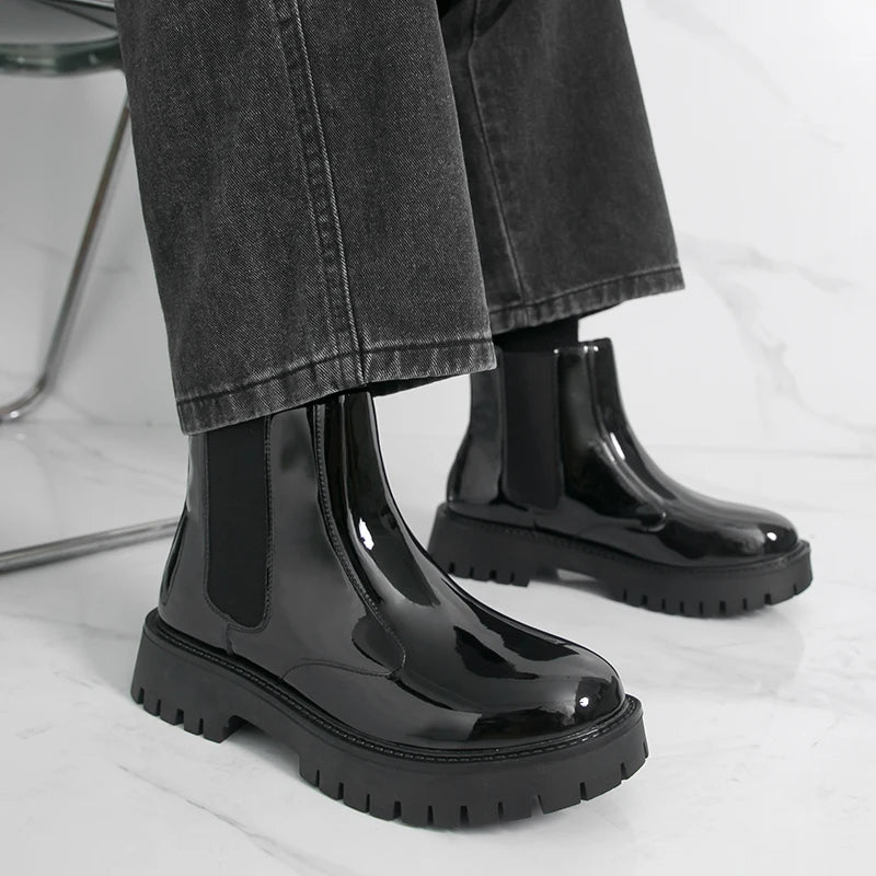 Men Chelsea Boots PU Thick Soled Round Toe Classic Comfortable Men High Top Boots - Buy online at  Vibe In Cart.