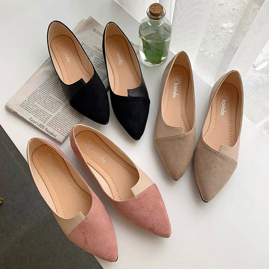 Pointed Toe Flat Shoes Women Solid Patchwork Slip On Shoes Casual Breathable Ballet Flats Daily All-Match Comfort Loafers Shoes - Buy online at  Vibe In Cart.