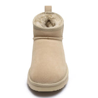 Women's Fluffy Suede Ankle Snow Boots with Thick Sole