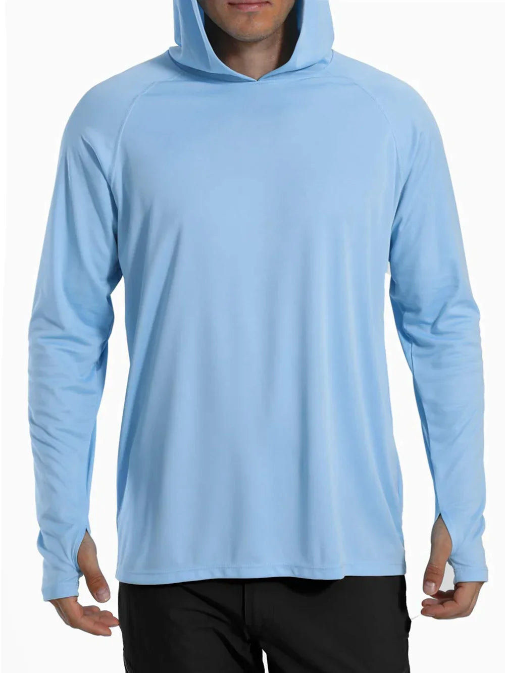 Men's Breathable Long Sleeve Hooded T-Shirt with UV Protection and Quick Dry