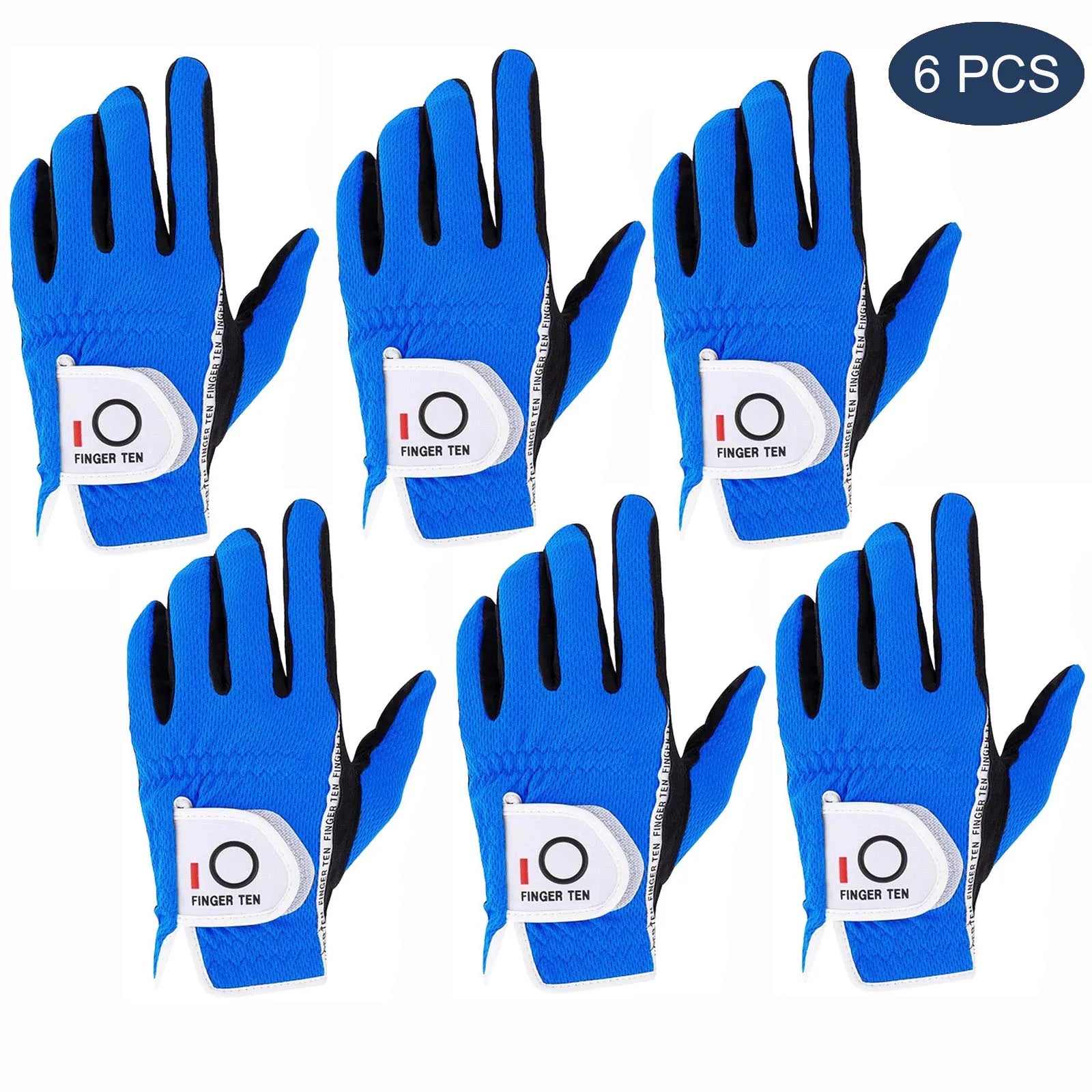 Men's Performance Mesh Golf Gloves 6 Pack in Black, Gray, Green