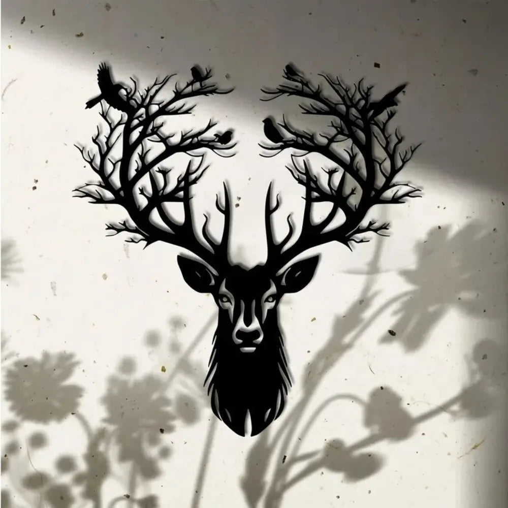 1-Piece 15.75×14.72-Inch Deer-Tree Metal Wall Sculpture | Halloween & Christmas Gift, Metal-Carved Indoor/Outdoor Decor - Buy online at  Vibe In Cart.