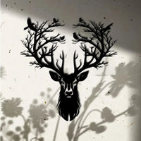 1-Piece 15.75×14.72-Inch Deer-Tree Metal Wall Sculpture | Halloween & Christmas Gift, Metal-Carved Indoor/Outdoor Decor - Buy online at  Vibe In Cart.