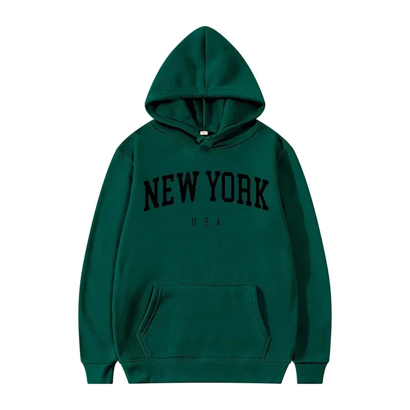 Men Women New York U.S.A City Hoodies Fashion Letter Printed Graphic Sweatshirts Loose Casual Harajuku Hooded Pullover Sportwear - Buy online at  Vibe In Cart.