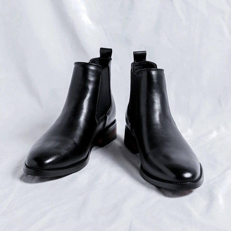 Genuine Leather Classic Men High Top Chelsea Ankle Boots High Quality Mens Casual Dress Business Shoes Comfy OutdoorBasic Boots - Buy online at  Vibe In Cart.