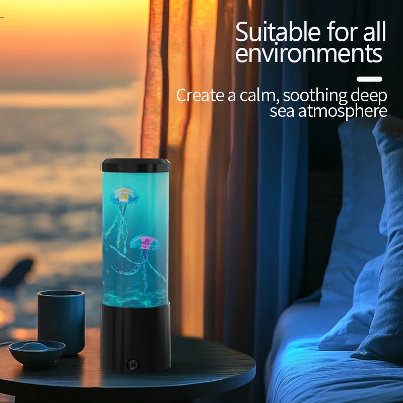 Ocean Night Light with Floating Jellyfish - Aquarium Mood Lamp for Bedroom, Calming Desktop Decor Gift Home Decoration - Buy online at  Vibe In Cart.
