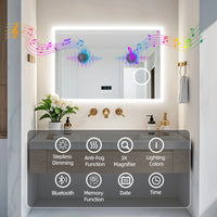 80/100/120/CM LED Bluetooth Bathroom Mirror Touch Antifog with 3X Magnifier Dimmable Date and Time Setting Vanity Mirror - Buy online at  Vibe In Cart.