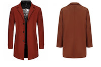 Men Coat Autumn Winter Mid Length Long Sleeve Man Outerwear Simple Solid Color Turn Down Collar Comfortable Daily Man Jacket - Buy online at  Vibe In Cart.