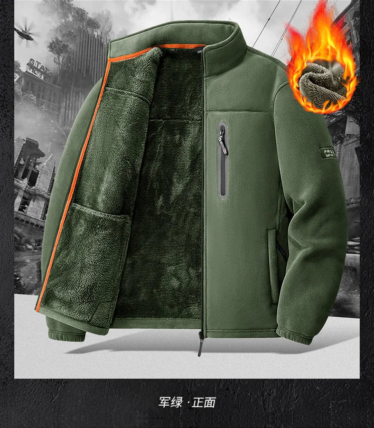 Men's Outdoor Fleece Jacket Thickened Autumn Winter Casual Versatile Comfortable Style Zipper Closure Long Sleeve Unisex Outwear - Buy online at  Vibe In Cart.