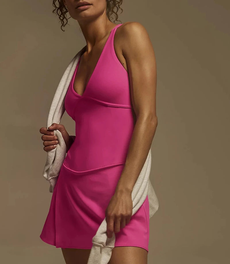 Sean Tsing® Sport Golf Tennis Dresses with Safety Shorts Women Sleeveless Exercise Dress Badminton Volleyball Athletic Outfits