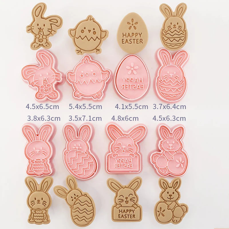 8-Piece Plastic 3D Cookie Cutters Set with Cartoon Designs