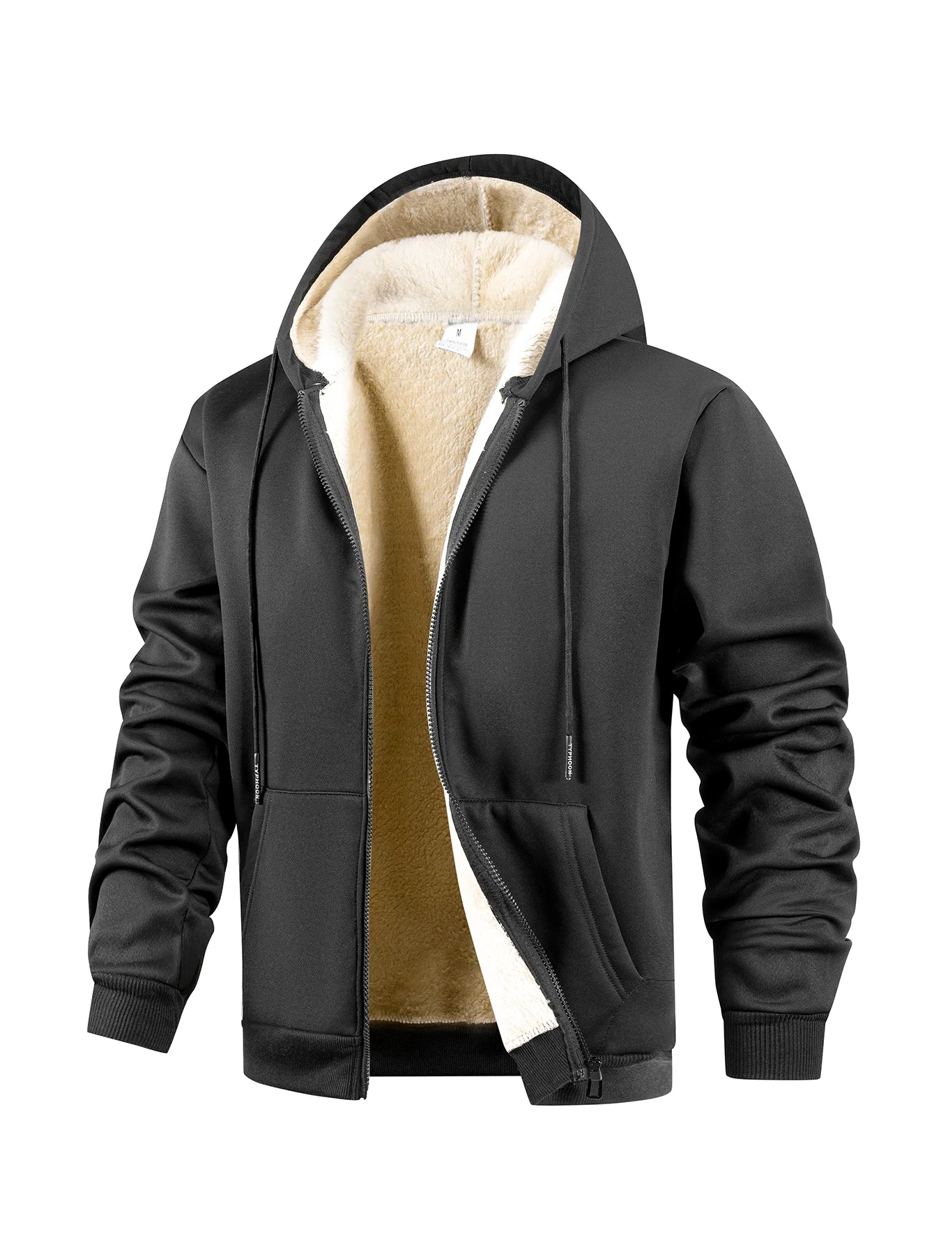 Winter Thick Fleece Zipper Hoodies Thicken Warm Jackets Long Sleeve Sweatshirts Casual Sports Fleece Black Coats Hooded Men Coat - Buy online at  Vibe In Cart.