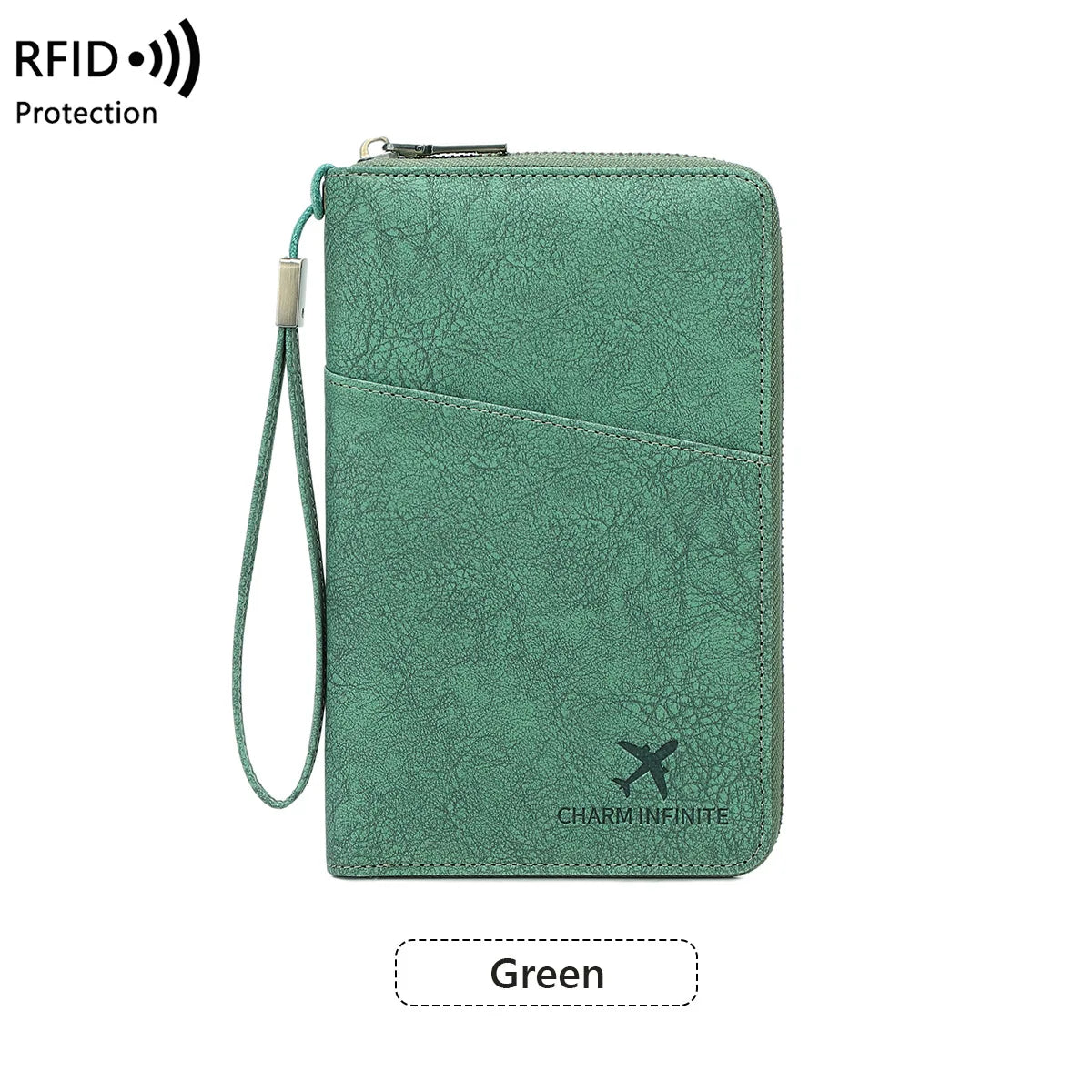 RFID Blocking Polyurethane Passport Holder with Zipper