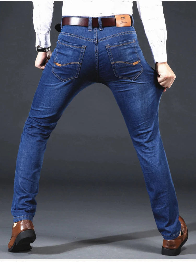 New Men Light Luxury Stretch Slim Fit Pants Comfortable Soft Business Fashion Straight Casual Denim Trousers Male Brand Clothing - Buy online at  Vibe In Cart.