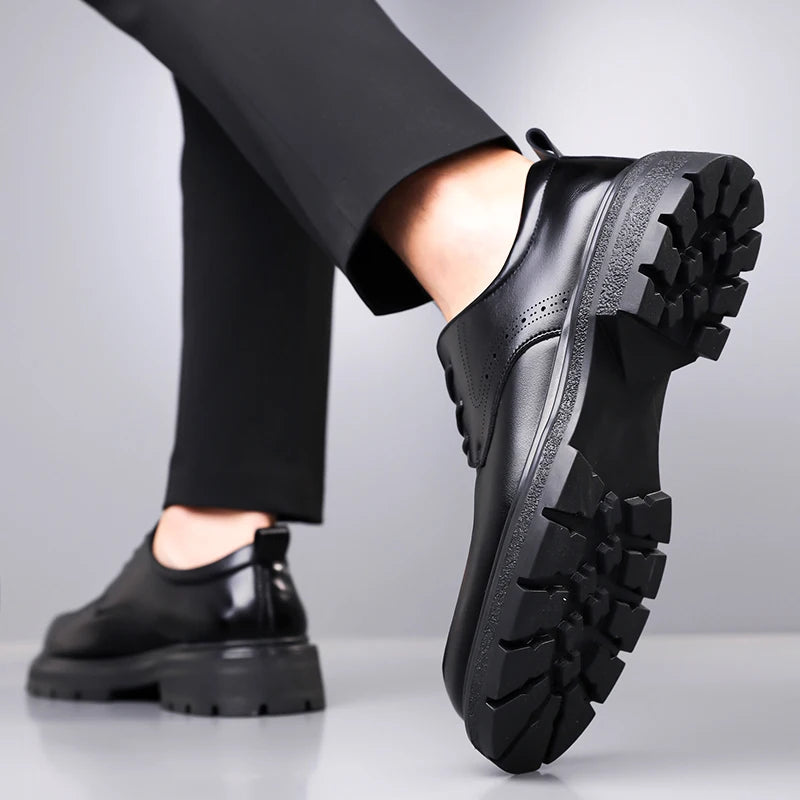 Men's Lace-Up Formal Oxford Shoes with Rubber Outsole