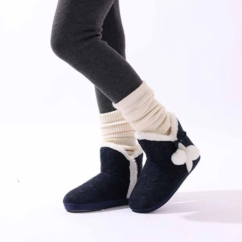 Litfun Winter Warm Plush Boots For Women Outdoor Soft Sole Non-slip Knit Furry Snow Boots Indoor Cozy Fur House Cotton Slippers - Buy online at  Vibe In Cart.