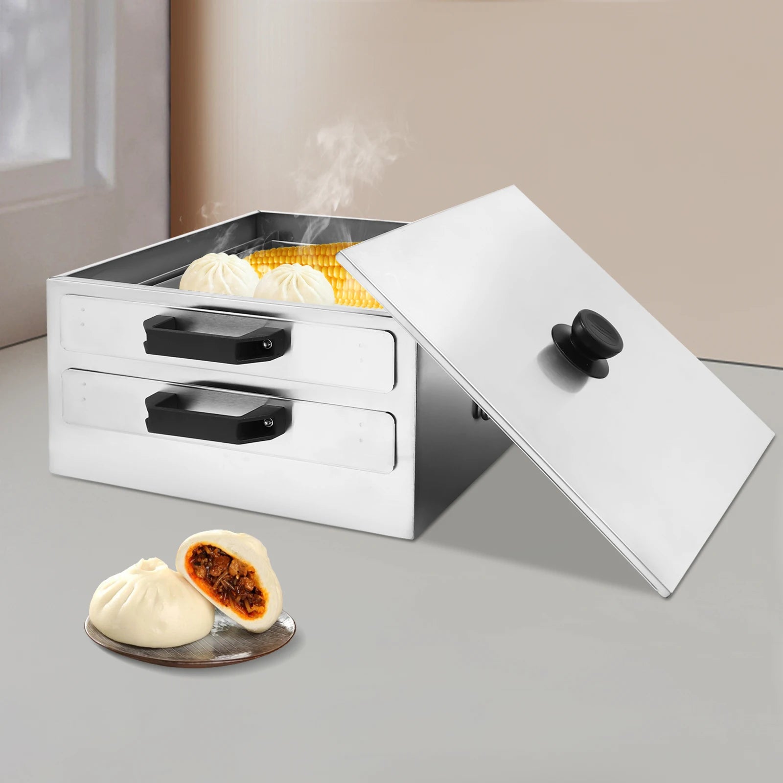 Open Chinese Rice Noodle Roll Food Steamer with Extra Tray Stainless Steel Square Tier/Layer Cooking Cuisine Guangdong Cookware - Buy online at  Vibe In Cart.