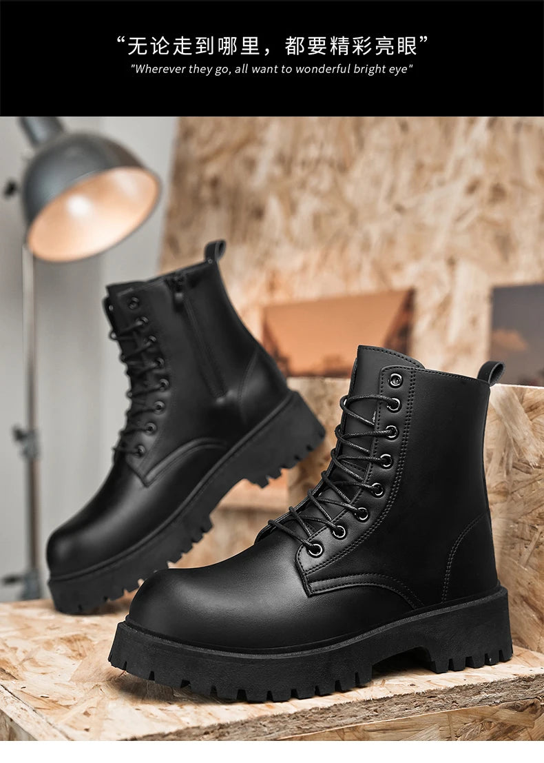 Couple's casual boots four season men's and women's high top leather boots fashion thick soled non slip plus size outdoor boots - Buy online at  Vibe In Cart.
