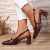 2026 New Spring Summer Thick High Heel Women Sandals Fashion Square Toe Singbacks Mules Shoes Ladies Elegant Dress Pumps - Buy online at  Vibe In Cart.