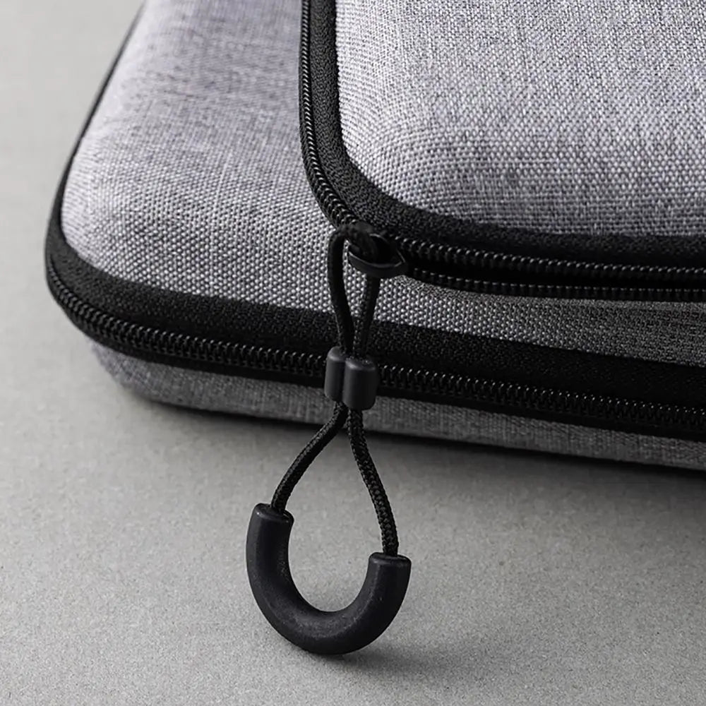 Grey Canvas Zipper Storage Bag for Earphones and Accessories
