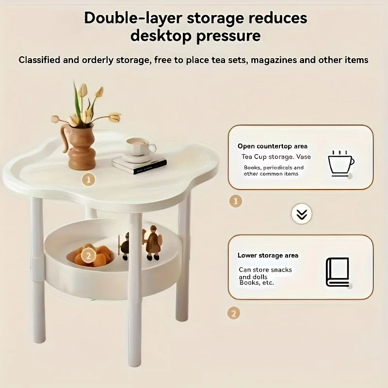 [Stylish Side Table] Stylish Modern Round Side Table with Storage Shelf | Space-Saving, Lightweight for Living Room, Bedroom - Buy online at  Vibe In Cart.