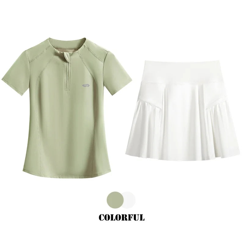DRUR 2pcs Tennis Skirt Set Women Summer Sports Suit 2 Piece Fitness Top Skort Sets Ladies Golf Wear Set Sportswear Outfits 2025 - Buy online at  Vibe In Cart.