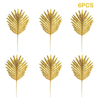 Artificial Tropical Palm Leaves with Golden Stems for Decoration
