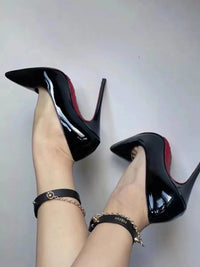 2025 New Trend Sexy Patent Leather High Heels Women's Slip-On Pointed Stilettos Rhinestone High Heels Women's Sandals Zapatos - Buy online at  Vibe In Cart.